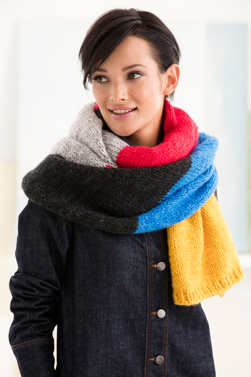 Easy Colorblock Scarf (Knit)