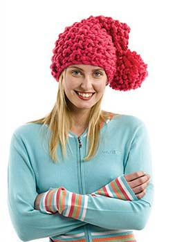 BIG Seed Stitch Hat with Pom Pom Pattern (Knit)