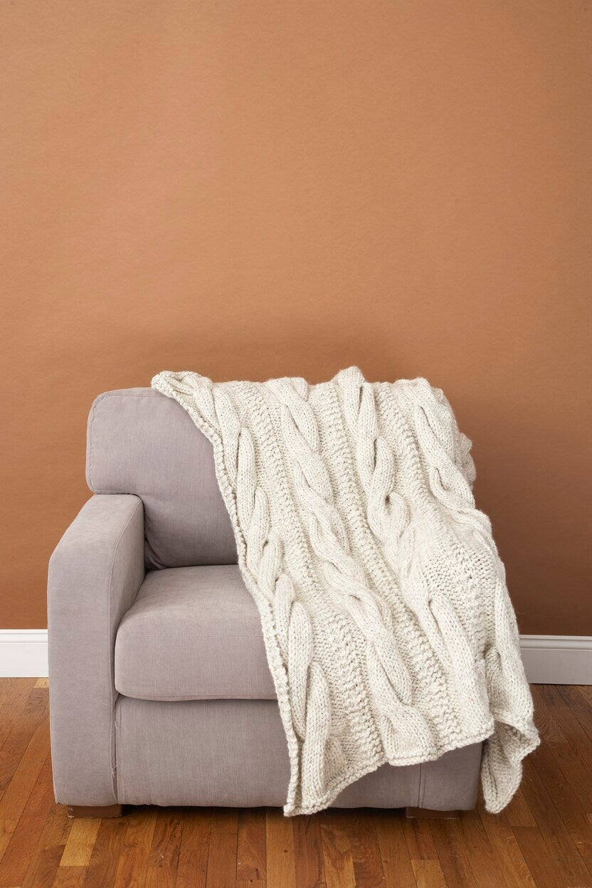 Cable Comfort Throw (Knit) - Version 2 – Lion Brand Yarn
