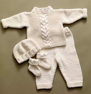 Cabled Baby Set Pattern (Knit)