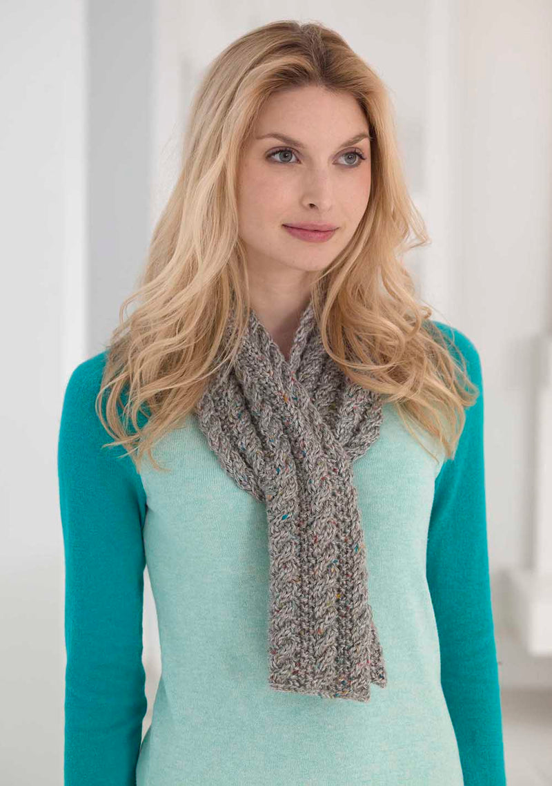 Cabled Tweed Scarf Pattern (Knit)