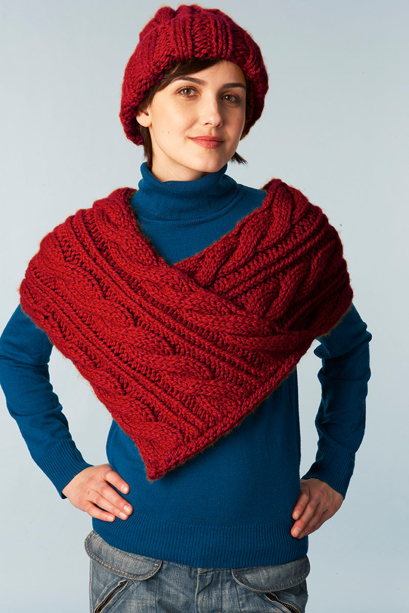 Cabled Wrap And Hat Pattern (Knit) - Version 2
