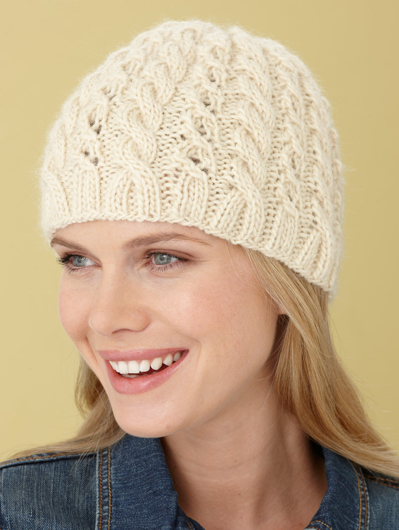 Cables And Lace Hat Pattern (Knit)