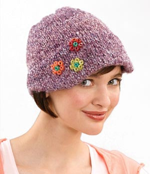 Cap with Little Beaded Flowers Pattern (Knit)