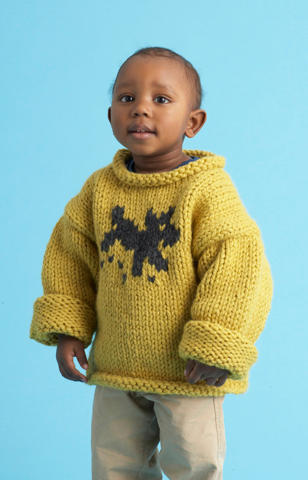 Child's Dog Motif Pullover Pattern (Knit)