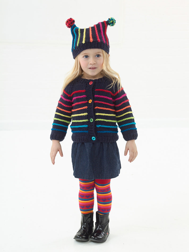 Colorful Cardigan And Hat Pattern (Knit)