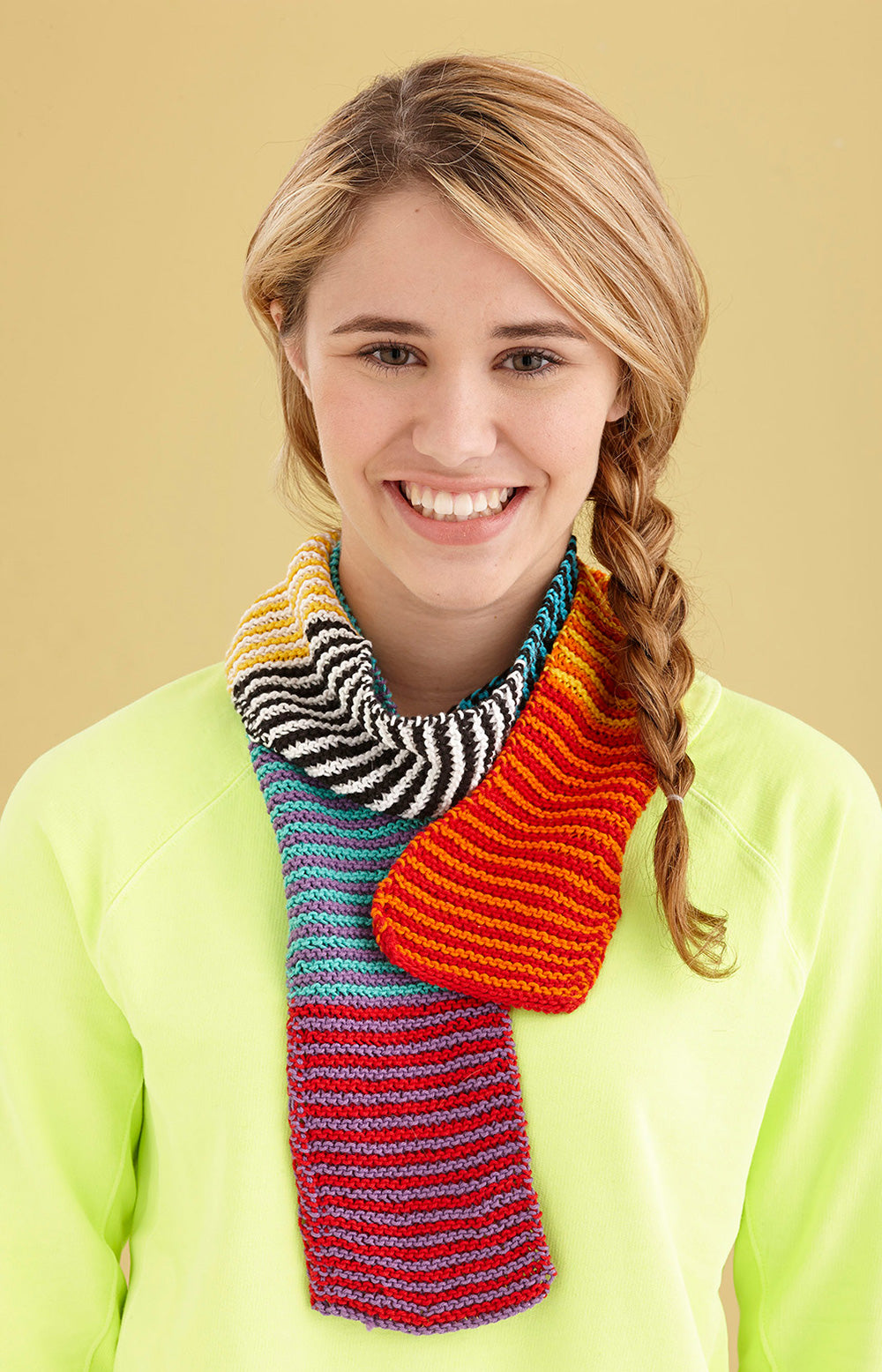Colorful Striped Scarf (Knit) - Version 3 – Lion Brand Yarn