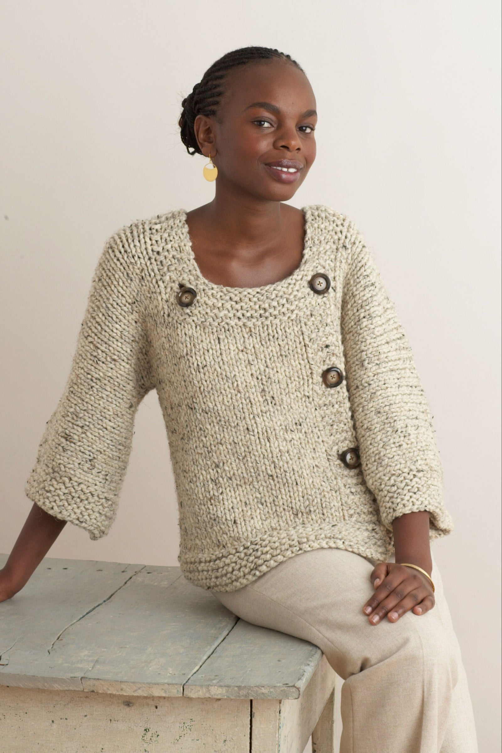 Cropped Pullover Sweater Knitting Pattern Yarn Balloon Sweater
