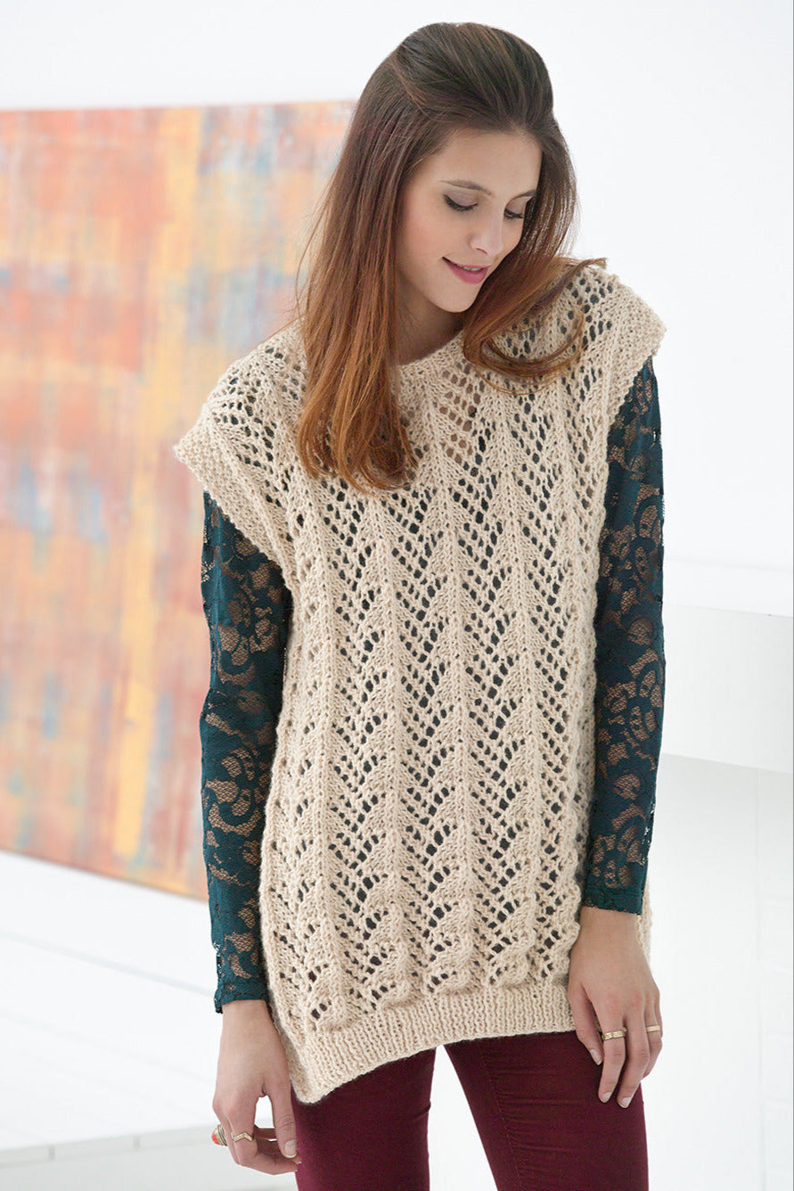 Fan Lace Tunic Pattern (Knit) Version 2 Lion Brand Yarn