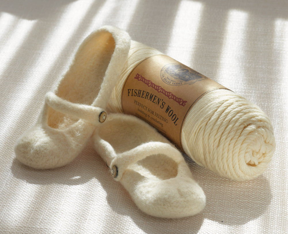 Felted Mary Jane Scuffs (Knit) – Lion Brand Yarn