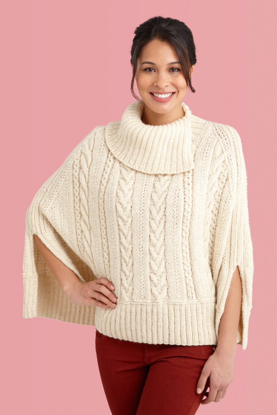 Galway Poncho (Knit) Lion Brand Yarn