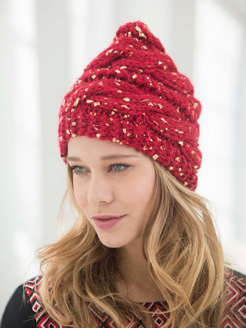 Glitter Cabled Hat Pattern (Knit)