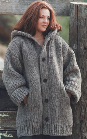 Hand-Knit Danbury Hooded Sweater Jacket