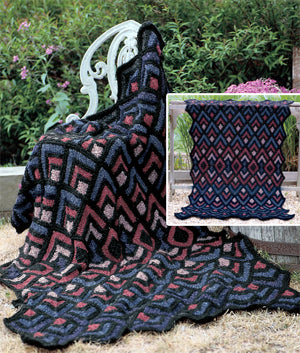 Homespun Mitered Afghan Pattern (Knit)