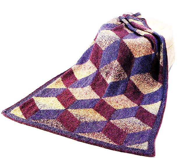 Homespun Tumbling Blocks Afghan Pattern (Knit)