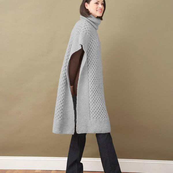 Knit-Pattern-Honeycomb-Poncho-