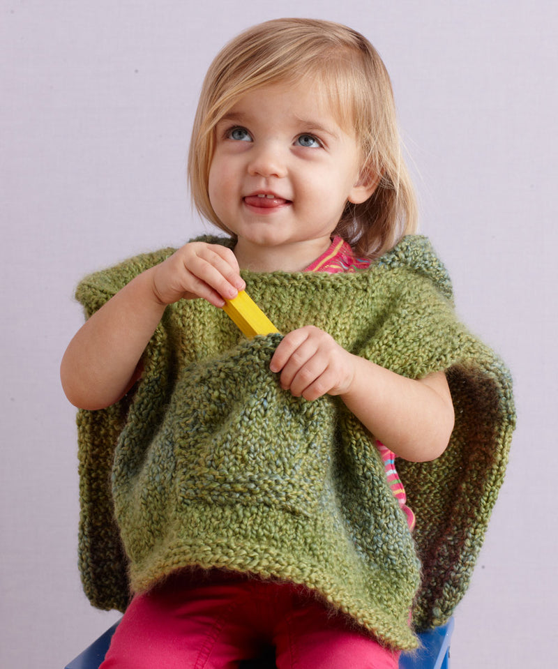 Hooded Baby Poncho Pattern (Knit) Version 5 Lion Brand Yarn