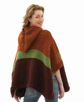 spole At passe Charlotte Bronte Hooded Poncho (Knit) - Version 1 – Lion Brand Yarn