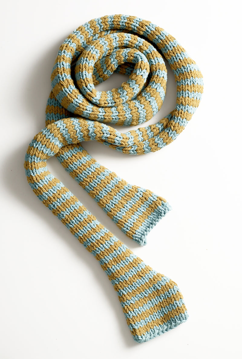 Jumbo Cotton Stripes Scarf Pattern (Knit)