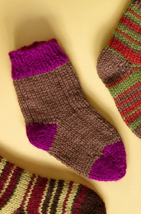 Knit Child's Two Color Socks Pattern (Knit) - Version 3