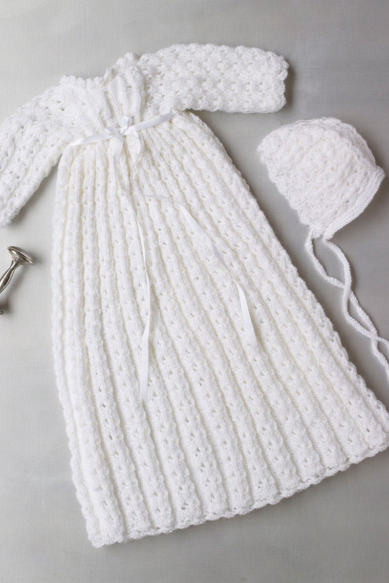 Knit Christening Gown And Bonnet Pattern Lion Brand Yarn Knit Christening Gown And Bonnet Pattern Lion Brand Yarn