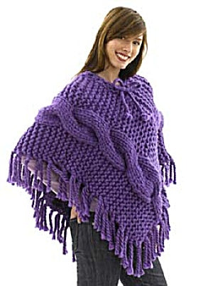 Knit Chunky Cabled Poncho