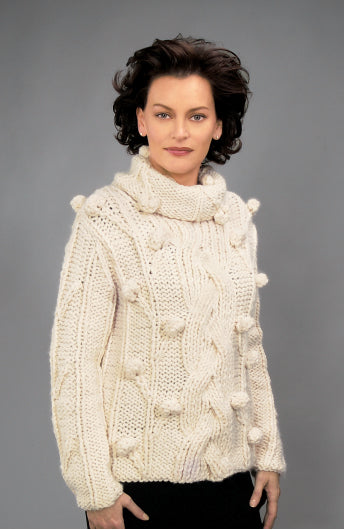 Knitted Chunky Cabled Bobble Sweater Pattern (Knit) – Lion Brand Yarn