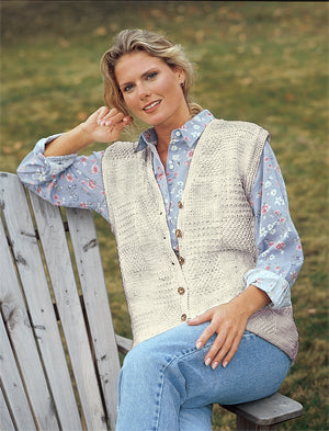 Knitted Long Patchwork Textured Vest Pattern (Knit)