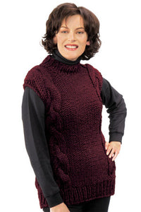 Knitted Sleeveless Cabled Mock Turtleneck Pattern (Knit) – Lion