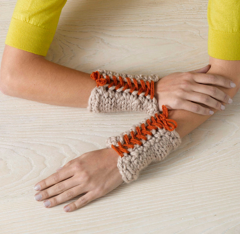 Laced Up Wristers Pattern (Knit)