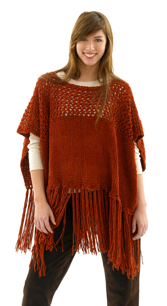 Lacy Suede Poncho Pattern (Knit)