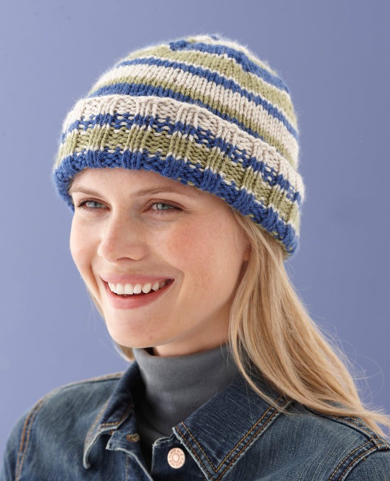 Modern Striped  Hat (Knit)