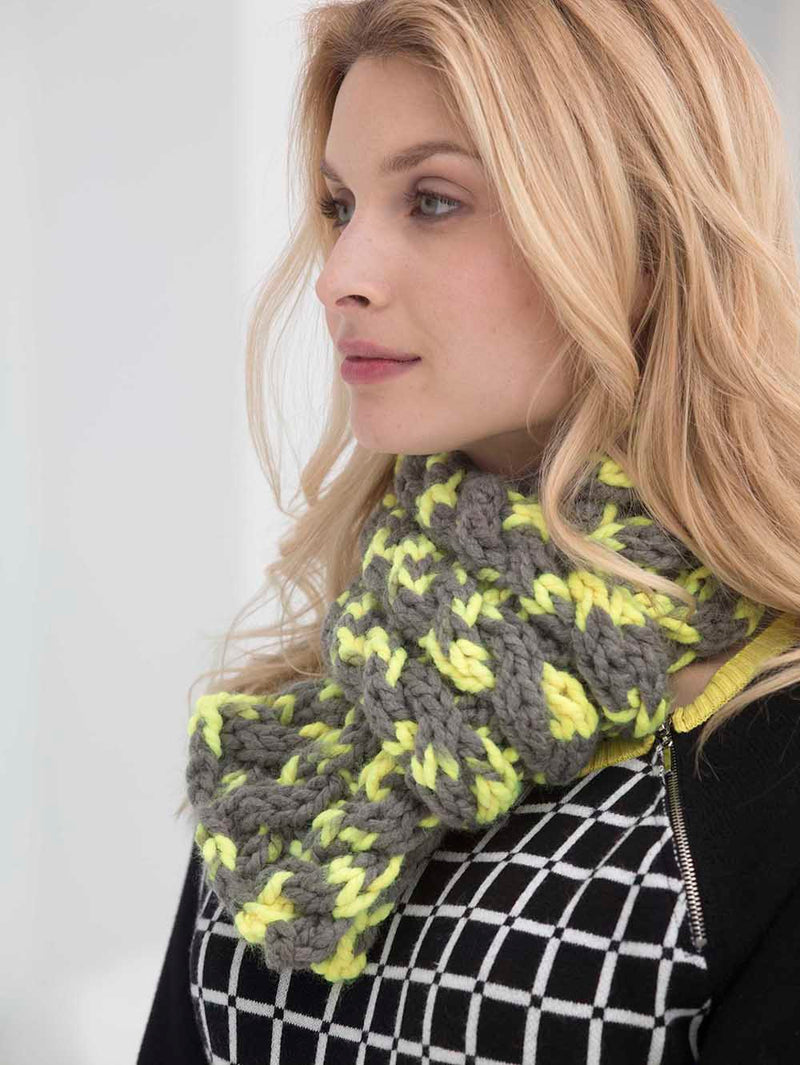 Neon Cabled Scarf Pattern (Knit)