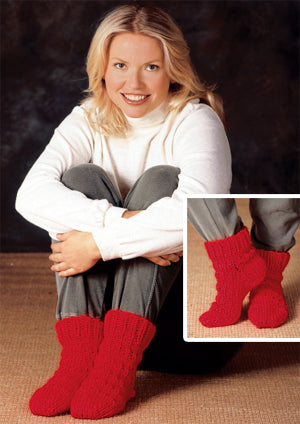 Red Hot Slipper Socks Pattern (Knit)