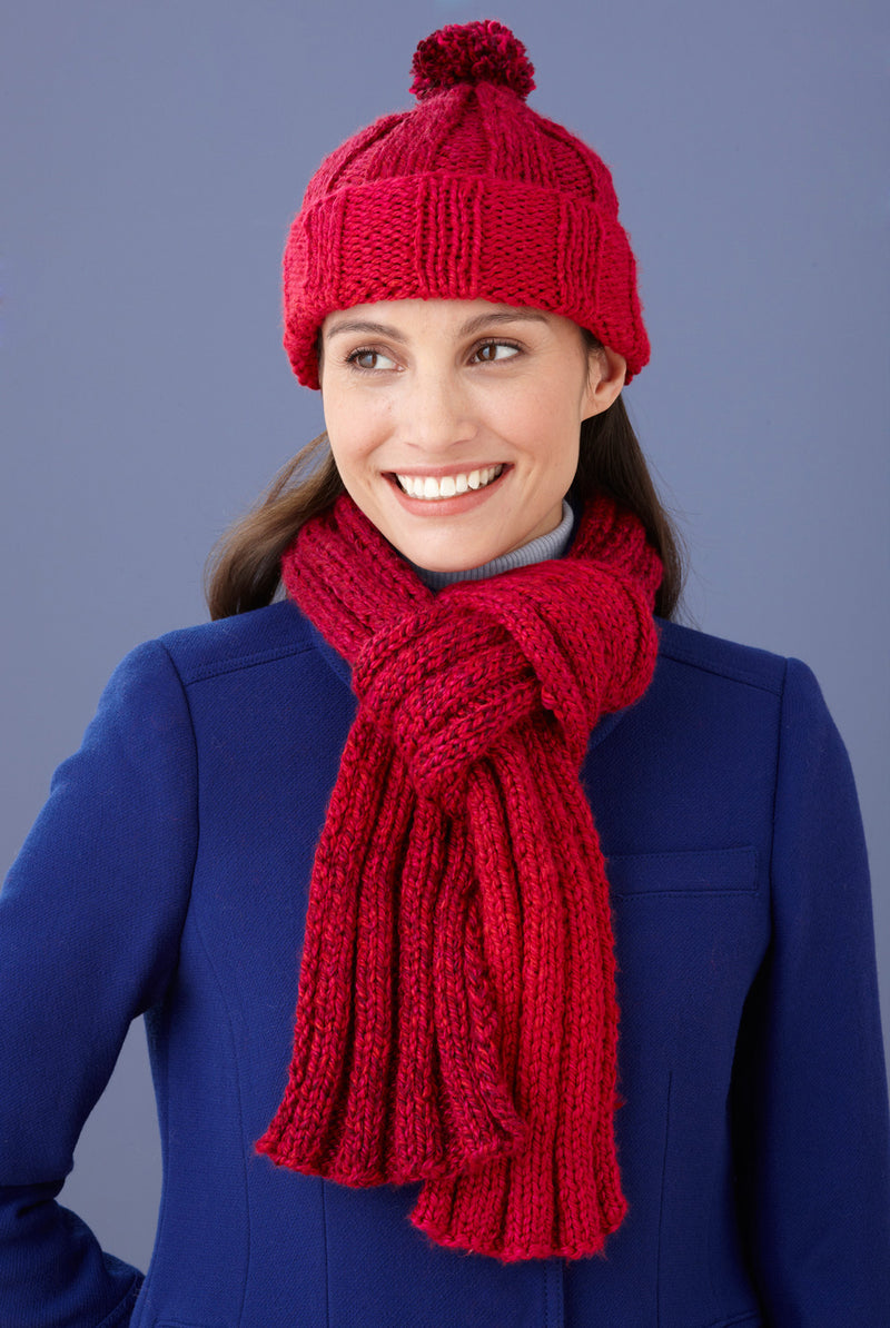 Ribbed Hat And Scarf Pattern (Knit) - Version 2
