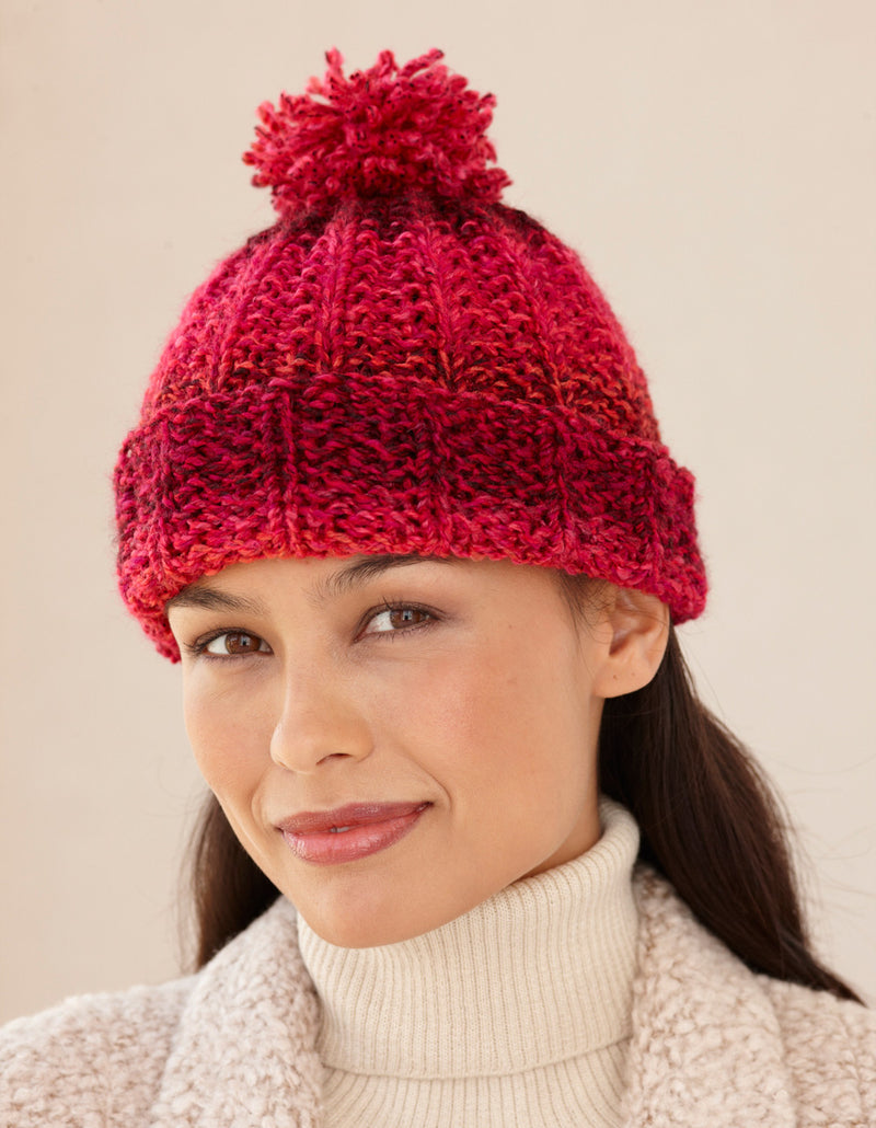Rosy Ribbed Hat (Knit)