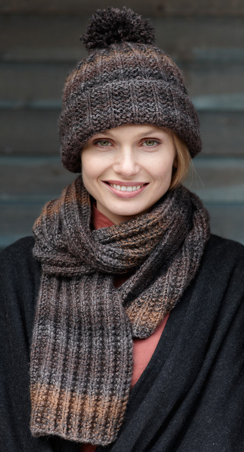 Rustic Ribbed Hat and Scarf Pattern (Knit) - Version 10