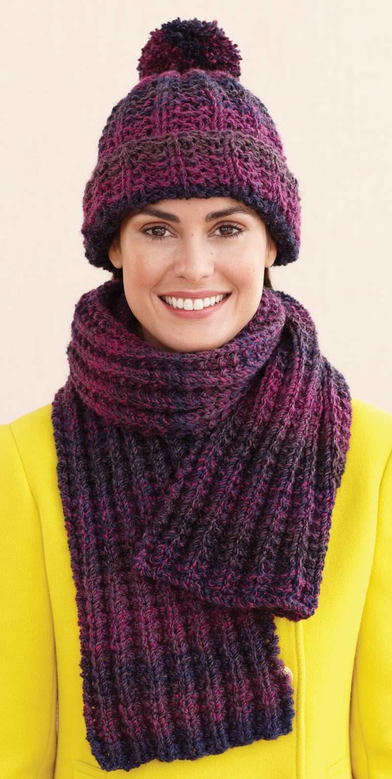 Rustic Ribbed Hat and Scarf Pattern (Knit) - Version 6