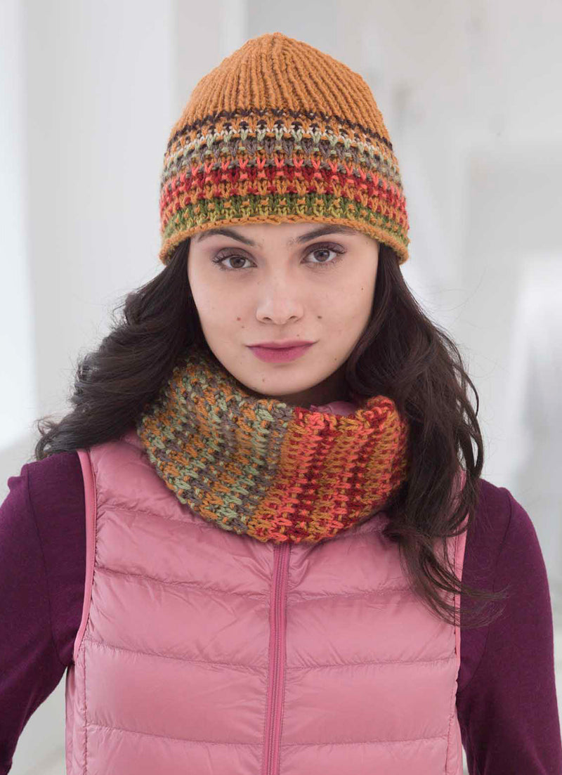 Shaded Mosaic Cowl And Hat Pattern (Knit)