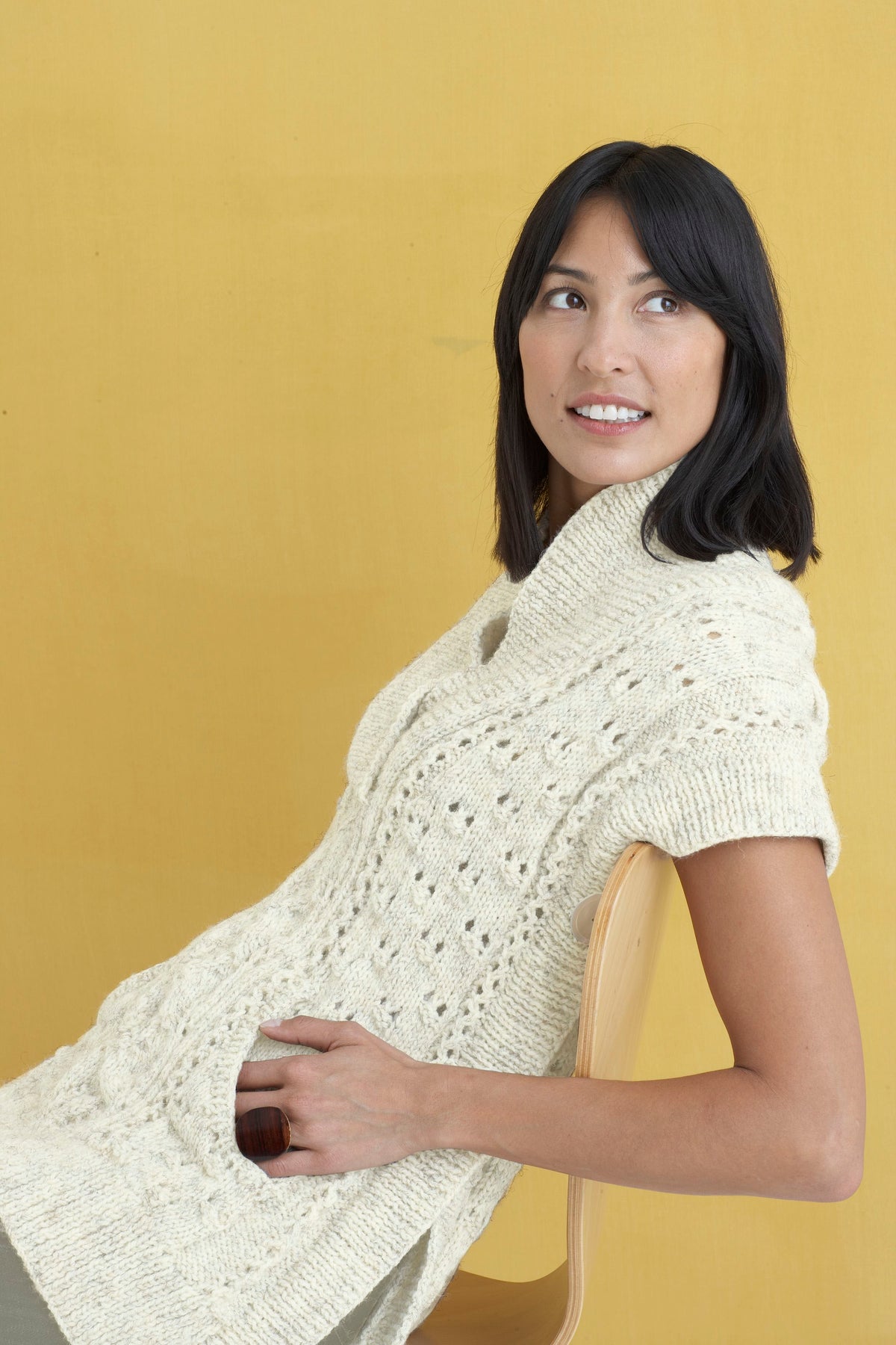 Shawl Collar Slipover (Knit) Lion Brand Yarn