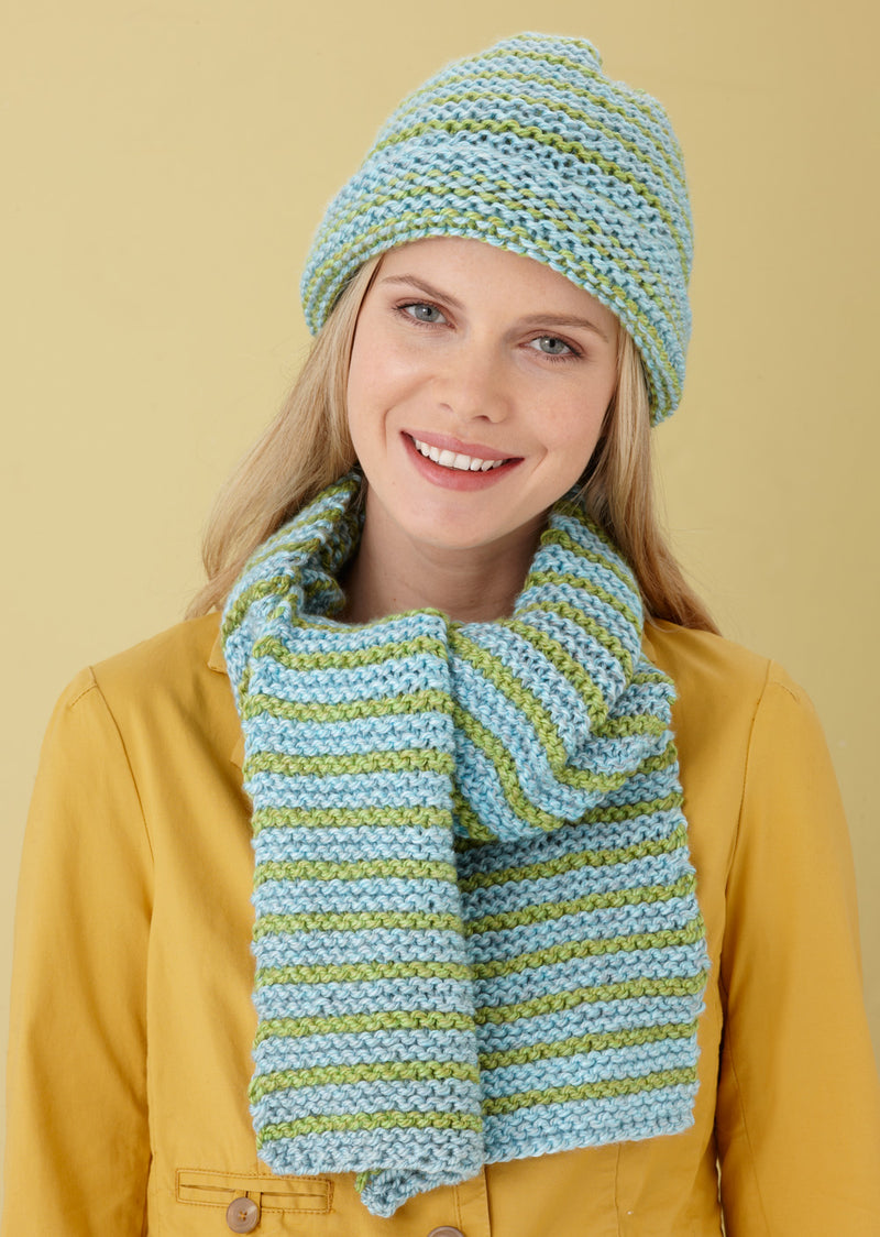 Striped Hat And Scarf Pattern (Knit)