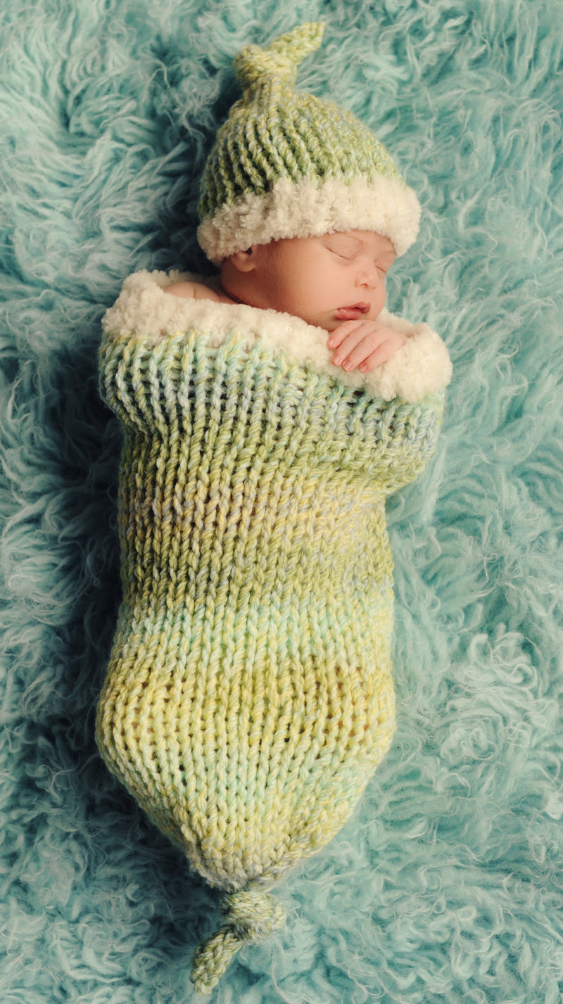 Sweet Dreams Baby Cocoon and Hat Set Pattern (Knit)