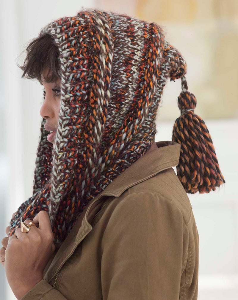 Tasseled Hooded Cowl Pattern (Knit)