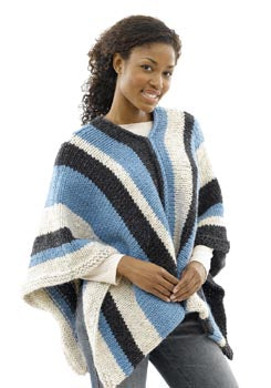 Vertical Striped Poncho Womans Version Pattern (Knit)