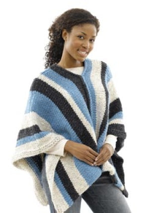 Vertical-Stripe Poncho: Woman's Version (Crochet)
