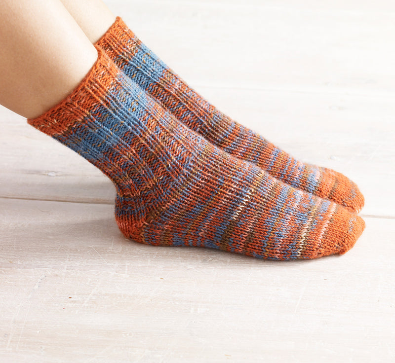 Womens Double Strand Toe Up Socks Pattern (Knit)