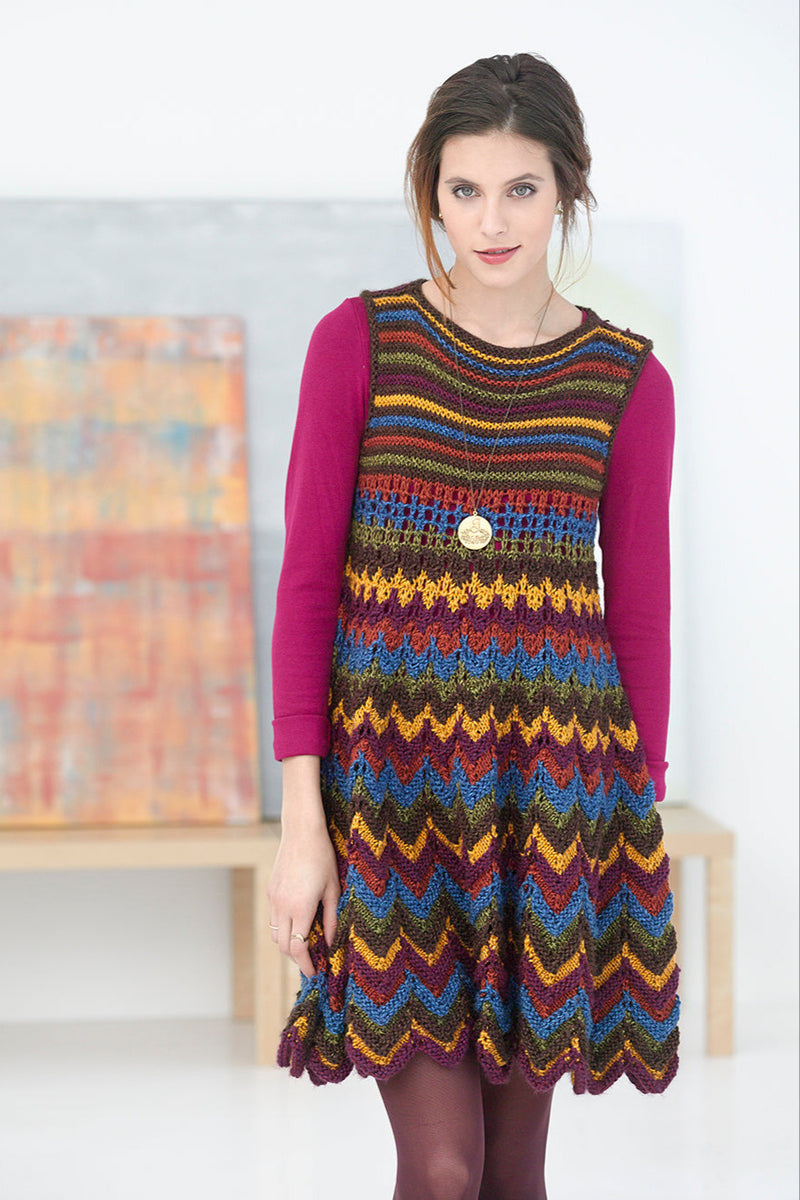 Zig Zag Dress Pattern (Knit) Lion Brand Yarn Zig Zag Dress Pattern (Knit) Lion Brand Yarn