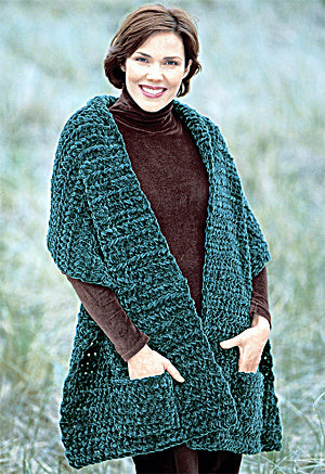 Knit or Crochet Plush Pocket Wrap