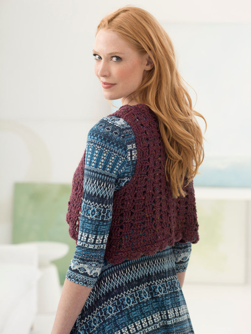 Rosy Tweed Bolero (Crochet)