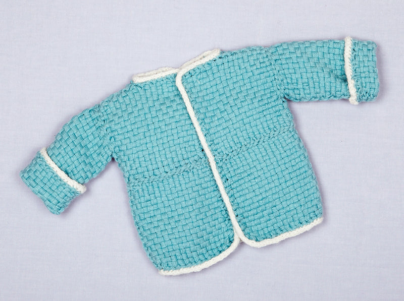 Loom Woven Baby Sweater With Loom Knit Trim Pattern